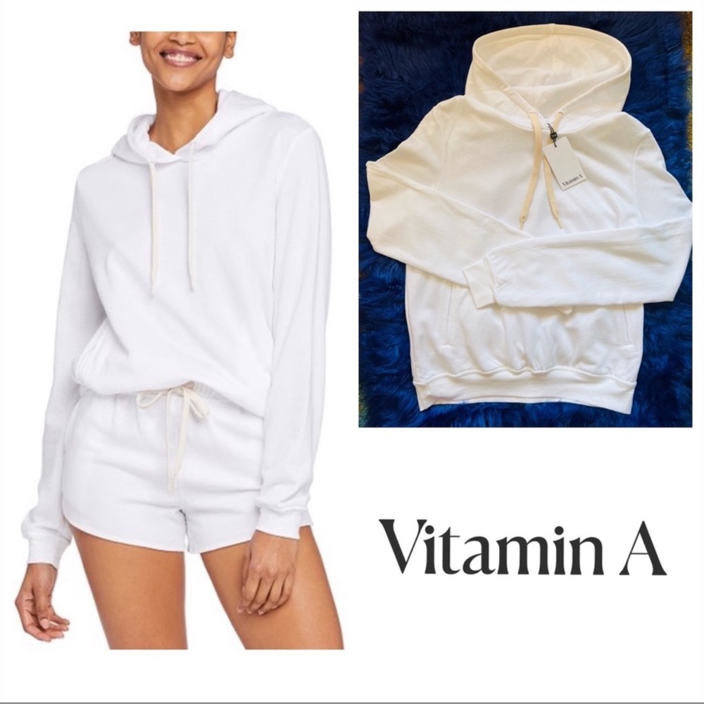 New! VITAMIN A White Ecosoft Emery Organic Fleece Hoodie